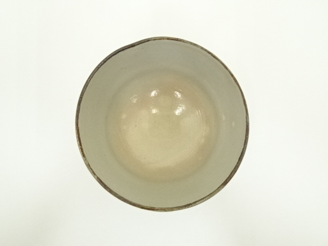 【茶道具】古曾部焼　寒川義崇造　松の画茶碗（共箱）茶道 抹茶 古曾部焼 寒川義崇造 松の画茶碗（共箱）茶道 抹茶